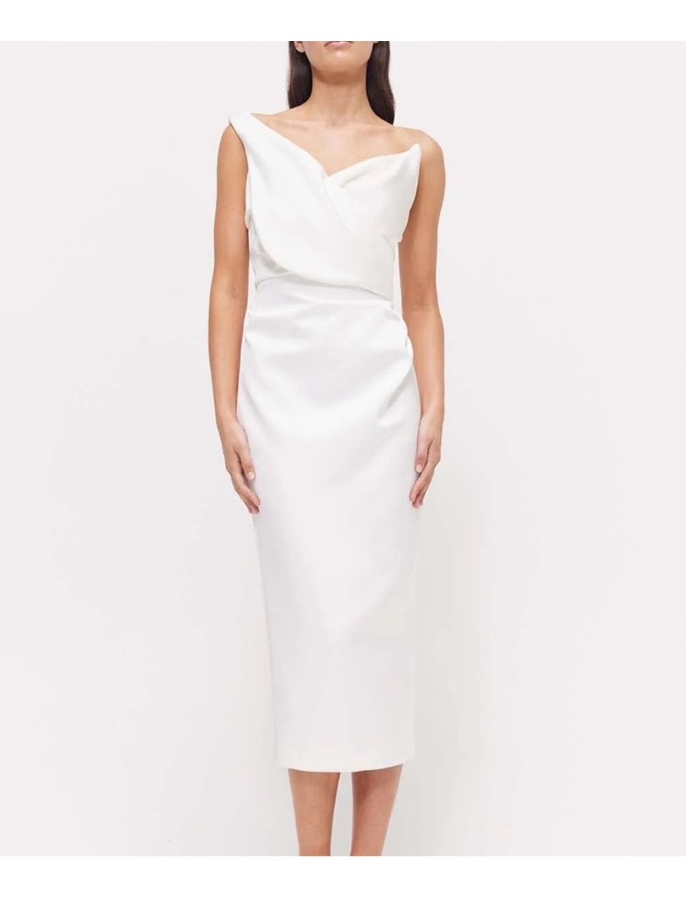 Rachel Gilbert edan one shoulder ruched crepe midi dress